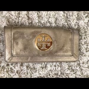 Tory Burch metallic clutch